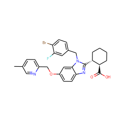 Cc1ccc(COc2ccc3nc([C@@H]4CCCC[C@H]4C(=O)O)n(Cc4ccc(Br)c(F)c4)c3c2)nc1 ZINC000221567438