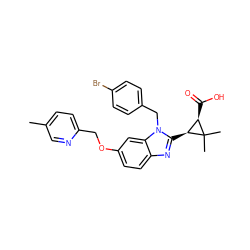 Cc1ccc(COc2ccc3nc([C@H]4[C@@H](C(=O)O)C4(C)C)n(Cc4ccc(Br)cc4)c3c2)nc1 ZINC000218060298
