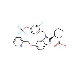 Cc1ccc(COc2ccc3nc([C@H]4CCCC[C@@H]4C(=O)O)n(Cc4ccc(OC(F)(F)F)cc4F)c3c2)nc1 ZINC000226028543