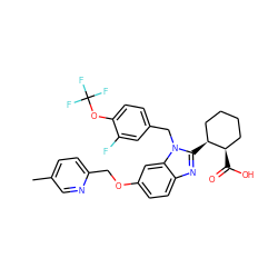 Cc1ccc(COc2ccc3nc([C@H]4CCCC[C@H]4C(=O)O)n(Cc4ccc(OC(F)(F)F)c(F)c4)c3c2)nc1 ZINC000218175573