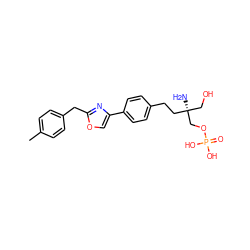 Cc1ccc(Cc2nc(-c3ccc(CC[C@@](N)(CO)COP(=O)(O)O)cc3)co2)cc1 ZINC000299834483