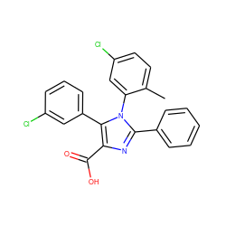 Cc1ccc(Cl)cc1-n1c(-c2ccccc2)nc(C(=O)O)c1-c1cccc(Cl)c1 ZINC000116192130