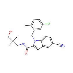 Cc1ccc(Cl)cc1Cn1c(C(=O)NCC(C)(C)CO)cc2cc(C#N)ccc21 ZINC000071330023