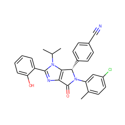 Cc1ccc(Cl)cc1N1C(=O)c2nc(-c3ccccc3O)n(C(C)C)c2[C@@H]1c1ccc(C#N)cc1 ZINC000169705509