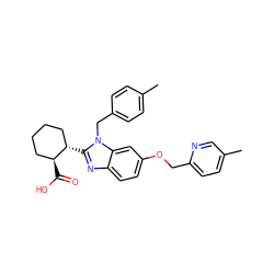 Cc1ccc(Cn2c([C@H]3CCCC[C@@H]3C(=O)O)nc3ccc(OCc4ccc(C)cn4)cc32)cc1 ZINC000226022369