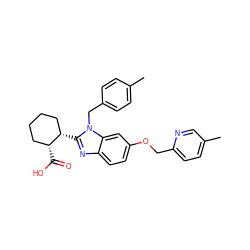Cc1ccc(Cn2c([C@H]3CCCC[C@H]3C(=O)O)nc3ccc(OCc4ccc(C)cn4)cc32)cc1 ZINC000218084997