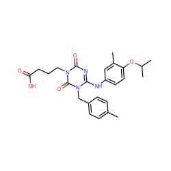 Cc1ccc(Cn2c(Nc3ccc(OC(C)C)c(C)c3)nc(=O)n(CCCC(=O)O)c2=O)cc1 ZINC000200507518