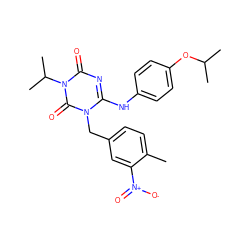 Cc1ccc(Cn2c(Nc3ccc(OC(C)C)cc3)nc(=O)n(C(C)C)c2=O)cc1[N+](=O)[O-] ZINC001772629627