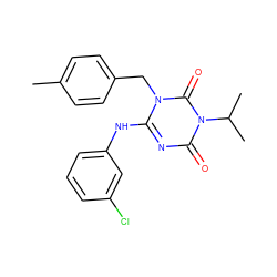 Cc1ccc(Cn2c(Nc3cccc(Cl)c3)nc(=O)n(C(C)C)c2=O)cc1 ZINC000200505399