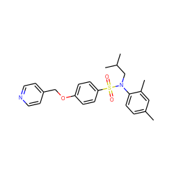 Cc1ccc(N(CC(C)C)S(=O)(=O)c2ccc(OCc3ccncc3)cc2)c(C)c1 ZINC000205191377