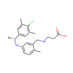 Cc1ccc(N[C@H](C)c2cc(C)c(Cl)c(C)c2)cc1CNCCC(=O)O ZINC000118391248