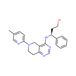Cc1ccc(N2CCc3ncnc(N[C@@H](CCO)c4ccccc4)c3C2)nc1 ZINC000114995154