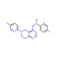 Cc1ccc(N2CCc3ncnc(N[C@H](C)c4ccc(F)cc4F)c3C2)nc1 ZINC000114993175