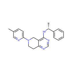Cc1ccc(N2CCc3ncnc(N[C@H](C)c4ccccc4)c3C2)nc1 ZINC000114994733