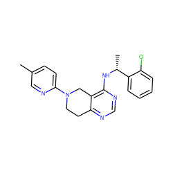 Cc1ccc(N2CCc3ncnc(N[C@H](C)c4ccccc4Cl)c3C2)nc1 ZINC000114997352