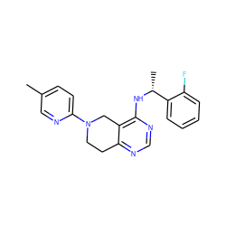 Cc1ccc(N2CCc3ncnc(N[C@H](C)c4ccccc4F)c3C2)nc1 ZINC000114996855