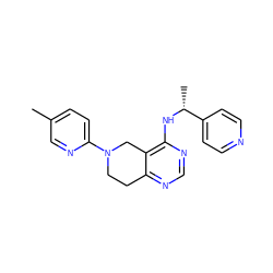 Cc1ccc(N2CCc3ncnc(N[C@H](C)c4ccncc4)c3C2)nc1 ZINC000114995171