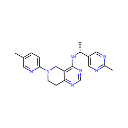 Cc1ccc(N2CCc3ncnc(N[C@H](C)c4cnc(C)nc4)c3C2)nc1 ZINC000114996104