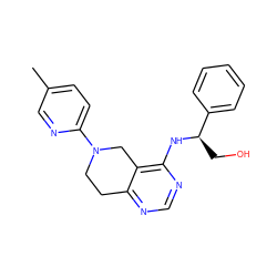 Cc1ccc(N2CCc3ncnc(N[C@H](CO)c4ccccc4)c3C2)nc1 ZINC000114994789