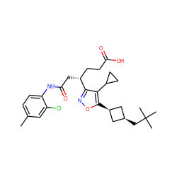 Cc1ccc(NC(=O)C[C@H](CCC(=O)O)c2noc([C@H]3C[C@@H](CC(C)(C)C)C3)c2C2CC2)c(Cl)c1 ZINC000299827340