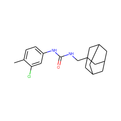 Cc1ccc(NC(=O)NCC23CC4CC(CC(C4)C2)C3)cc1Cl ZINC000072114962