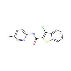 Cc1ccc(NC(=O)c2sc3ccccc3c2Cl)nc1 ZINC000000483533