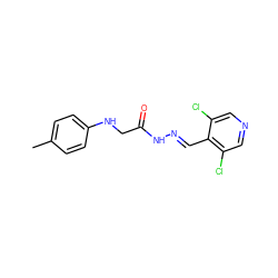 Cc1ccc(NCC(=O)N/N=C/c2c(Cl)cncc2Cl)cc1 ZINC000201287640