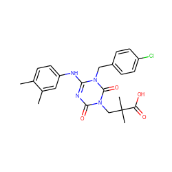 Cc1ccc(Nc2nc(=O)n(CC(C)(C)C(=O)O)c(=O)n2Cc2ccc(Cl)cc2)cc1C ZINC000200509323