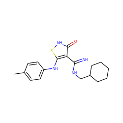 Cc1ccc(Nc2s[nH]c(=O)c2C(=N)NCC2CCCCC2)cc1 ZINC000101055562