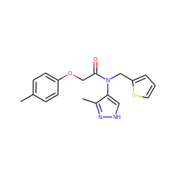 Cc1ccc(OCC(=O)N(Cc2cccs2)c2c[nH]nc2C)cc1 ZINC000166801457