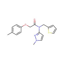 Cc1ccc(OCC(=O)N(Cc2cccs2)c2ccn(C)n2)cc1 ZINC001772622511