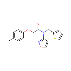 Cc1ccc(OCC(=O)N(Cc2cccs2)c2ccon2)cc1 ZINC000143842082