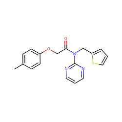 Cc1ccc(OCC(=O)N(Cc2cccs2)c2ncccn2)cc1 ZINC000143084787