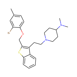 Cc1ccc(OCc2sc3ccccc3c2CCN2CCC(N(C)C)CC2)c(Br)c1 ZINC000027548391