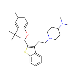 Cc1ccc(OCc2sc3ccccc3c2CCN2CCC(N(C)C)CC2)c(C(C)(C)C)c1 ZINC000027526686