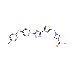 Cc1ccc(Oc2ccc(-c3nc(-c4csc(CN5CC(C(=O)O)C5)c4)no3)cc2)cc1 ZINC000073258537