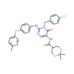 Cc1ccc(Oc2ccc(Nc3ncc(NC(=O)C4COC(C)(C)OC4)c(=O)n3Cc3ccc(Cl)cc3)cc2)cn1 ZINC001772628126