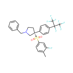 Cc1ccc(S(=O)(=O)[C@@]2(c3ccc(C(F)(C(F)(F)F)C(F)(F)F)cc3)CCN(Cc3ccccc3)C2)cc1F ZINC001772641259