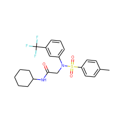 Cc1ccc(S(=O)(=O)N(CC(=O)NC2CCCCC2)c2cccc(C(F)(F)F)c2)cc1 ZINC000022276753