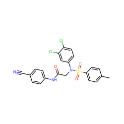 Cc1ccc(S(=O)(=O)N(CC(=O)Nc2ccc(C#N)cc2)c2ccc(Cl)c(Cl)c2)cc1 ZINC000653850832