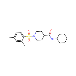 Cc1ccc(S(=O)(=O)N2CCC(C(=O)NC3CCCCC3)CC2)c(C)c1 ZINC000015344592