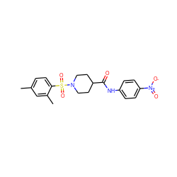 Cc1ccc(S(=O)(=O)N2CCC(C(=O)Nc3ccc([N+](=O)[O-])cc3)CC2)c(C)c1 ZINC000019161565
