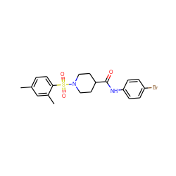 Cc1ccc(S(=O)(=O)N2CCC(C(=O)Nc3ccc(Br)cc3)CC2)c(C)c1 ZINC000016027901