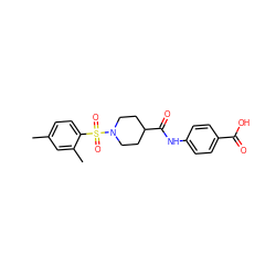 Cc1ccc(S(=O)(=O)N2CCC(C(=O)Nc3ccc(C(=O)O)cc3)CC2)c(C)c1 ZINC000013166901