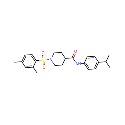 Cc1ccc(S(=O)(=O)N2CCC(C(=O)Nc3ccc(C(C)C)cc3)CC2)c(C)c1 ZINC000015509154