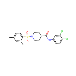 Cc1ccc(S(=O)(=O)N2CCC(C(=O)Nc3ccc(Cl)c(Cl)c3)CC2)c(C)c1 ZINC000095593962
