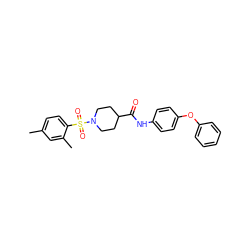 Cc1ccc(S(=O)(=O)N2CCC(C(=O)Nc3ccc(Oc4ccccc4)cc3)CC2)c(C)c1 ZINC000095594710
