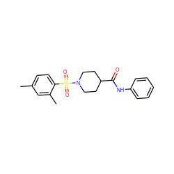 Cc1ccc(S(=O)(=O)N2CCC(C(=O)Nc3ccccc3)CC2)c(C)c1 ZINC000016027159