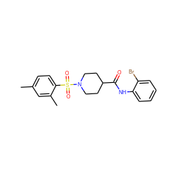 Cc1ccc(S(=O)(=O)N2CCC(C(=O)Nc3ccccc3Br)CC2)c(C)c1 ZINC000015349817