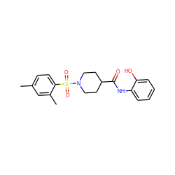 Cc1ccc(S(=O)(=O)N2CCC(C(=O)Nc3ccccc3O)CC2)c(C)c1 ZINC000057626200